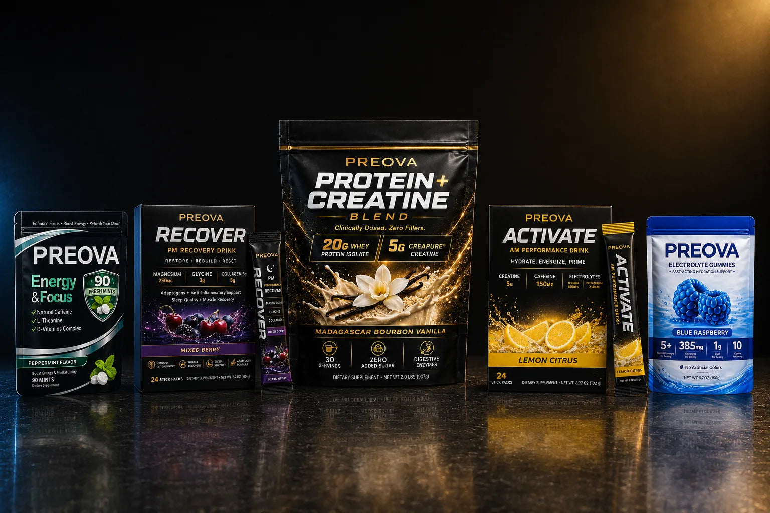 The PREOVA lineup of clean-label performance nutrition