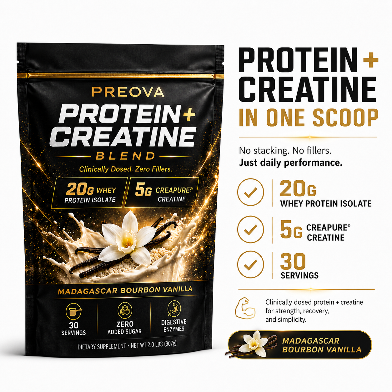 PREOVA Protein + Creatine — Madagascar Bourbon Vanilla — Pre-Order