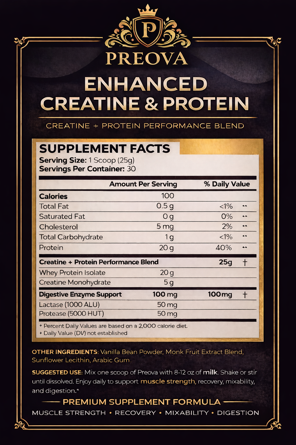 PREOVA Enhanced Creatine + Protein Performance Blend