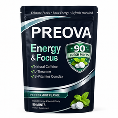 PREOVA Energy & Focus Mints — Peppermint — 90 Mints