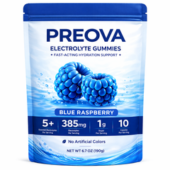 PREOVA Electrolyte Gummies — Blue Raspberry — 30 Servings