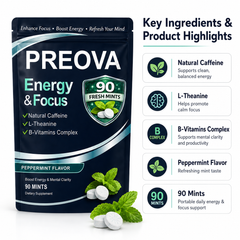 PREOVA Energy & Focus Mints — Peppermint — 90 Mints