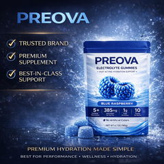PREOVA Electrolyte Gummies — Blue Raspberry — 30 Servings