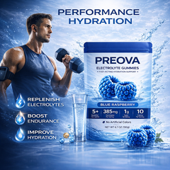 PREOVA Electrolyte Gummies — Blue Raspberry — 30 Servings