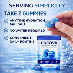 PREOVA Electrolyte Gummies — Blue Raspberry — 30 Servings